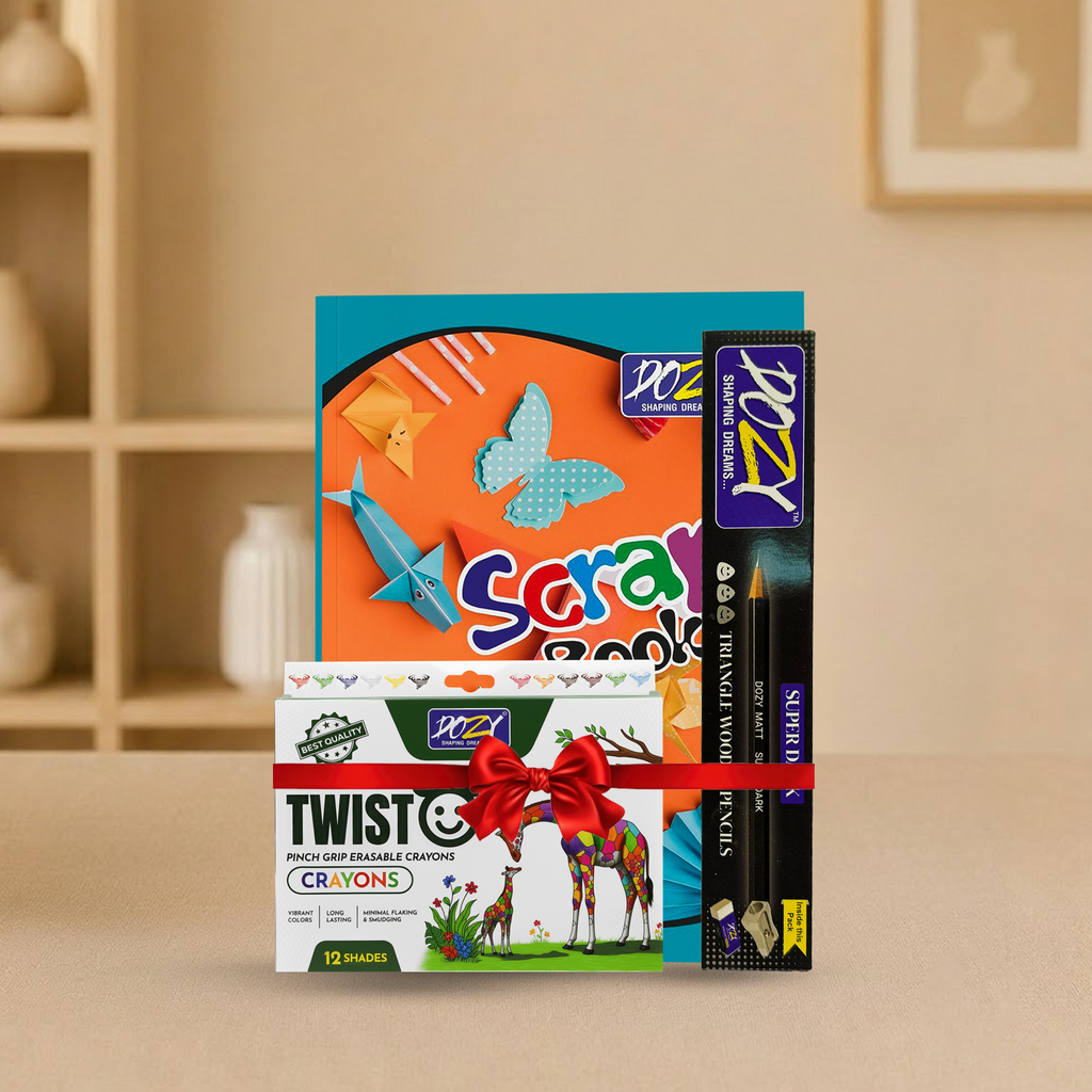 DOZY Twisto Pinch Grip Erasable Crayons 12 Shades | Washable Non-Toxic Jumbo Grip Crayons for Kids | School Drawing & Coloring Set