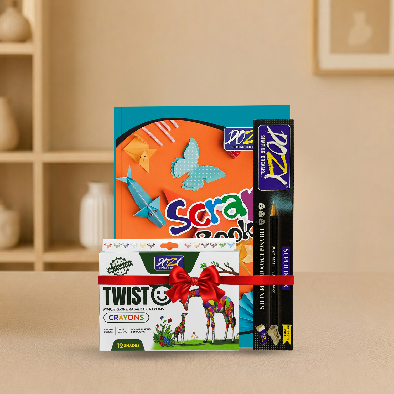 DOZY Twisto Pinch Grip Erasable Crayons 12 Shades | Washable Non-Toxic Jumbo Grip Crayons for Kids | School Drawing & Coloring Set