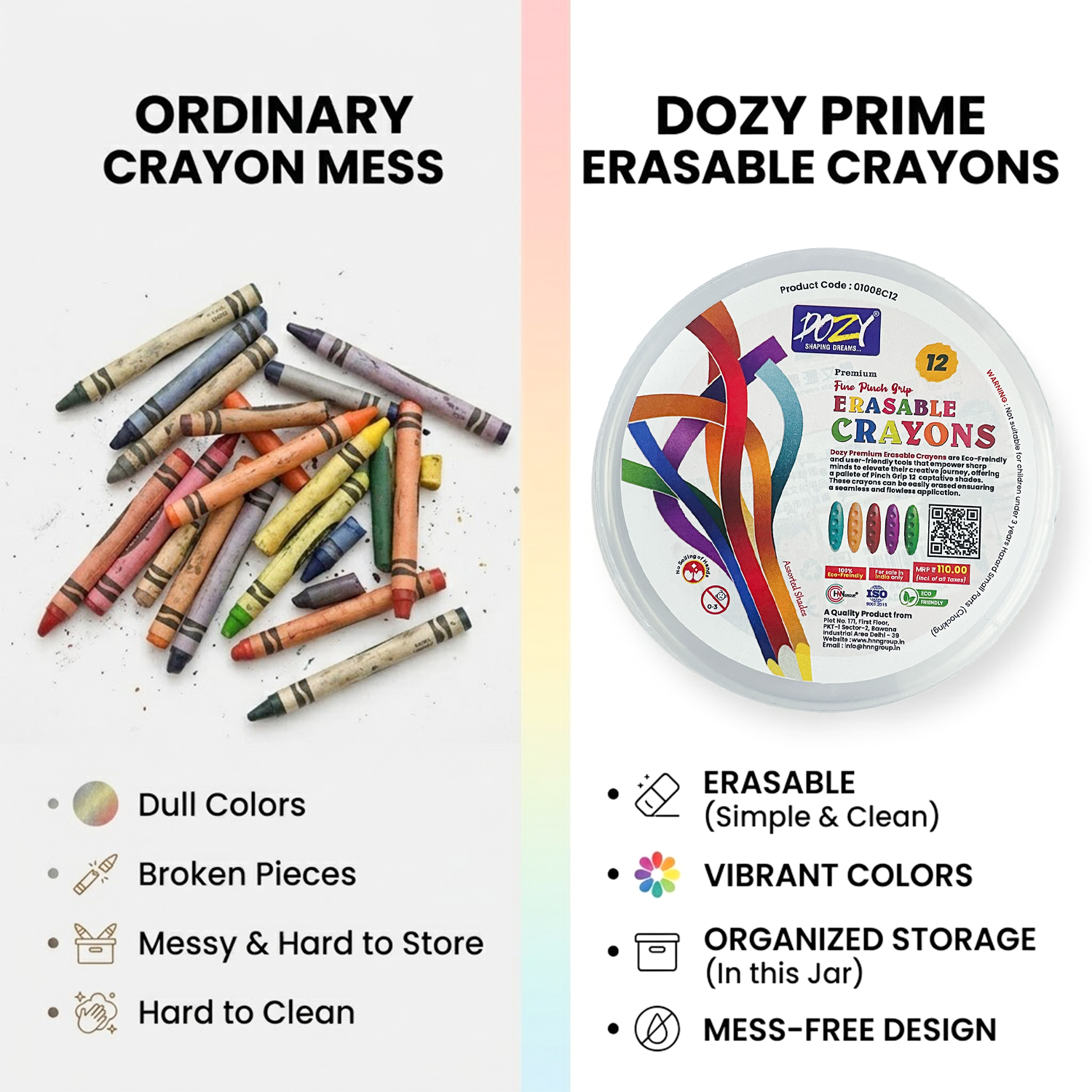 Premium Erasable Crayons 12