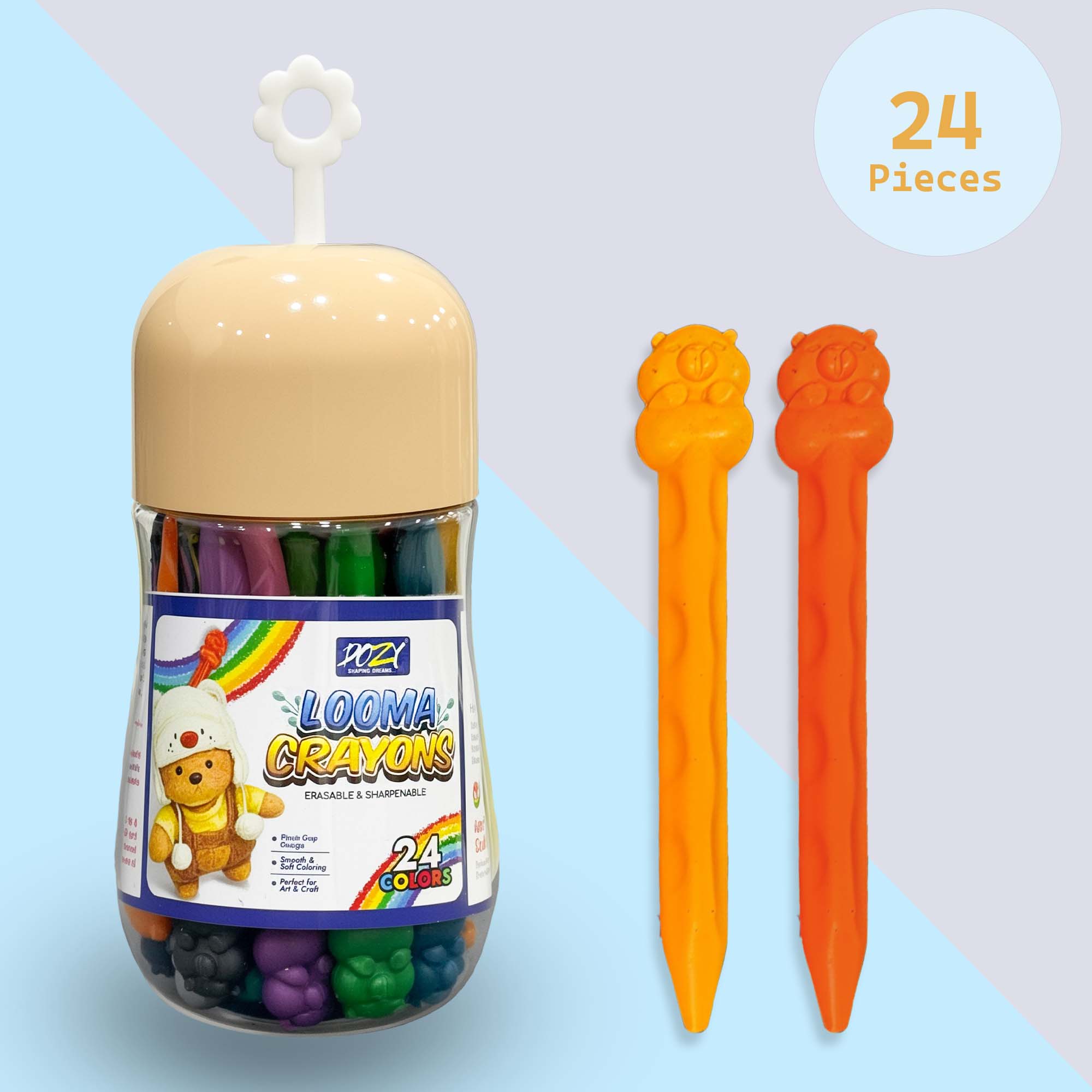 LOOMA Ergonomic Pinch-Grip Crayons – Erasable & Sharpenable