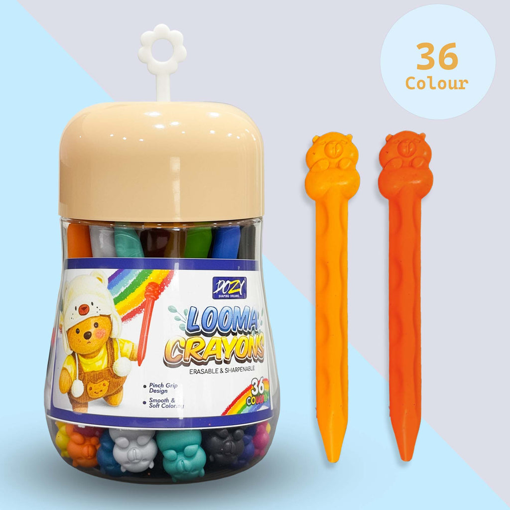 LOOMA Ergonomic Pinch-Grip Crayons – Erasable & Sharpenable