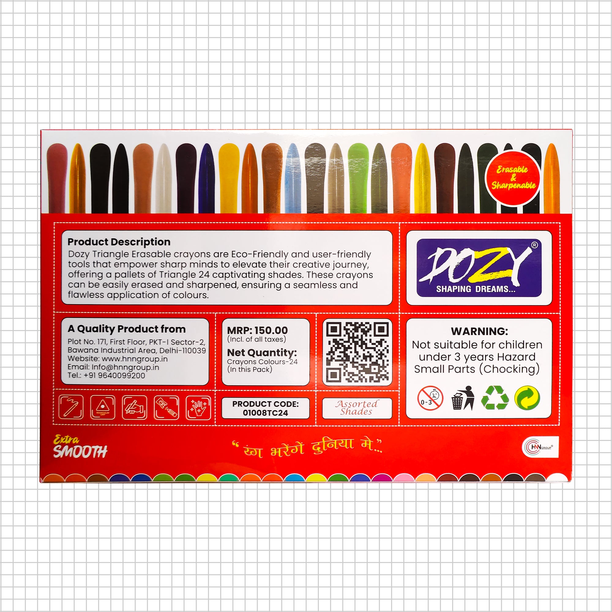 Triangular Erasable Crayons 24
